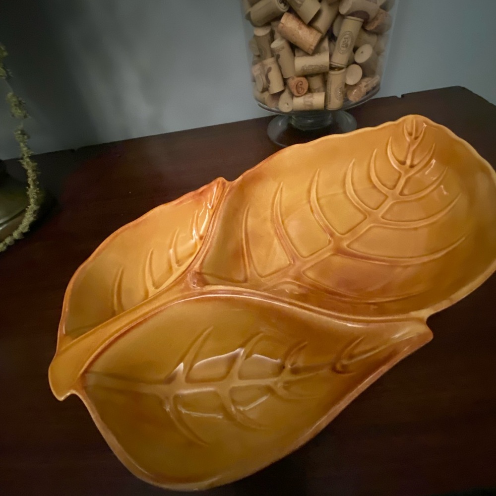 Midcentury Yellow Leaf Platter